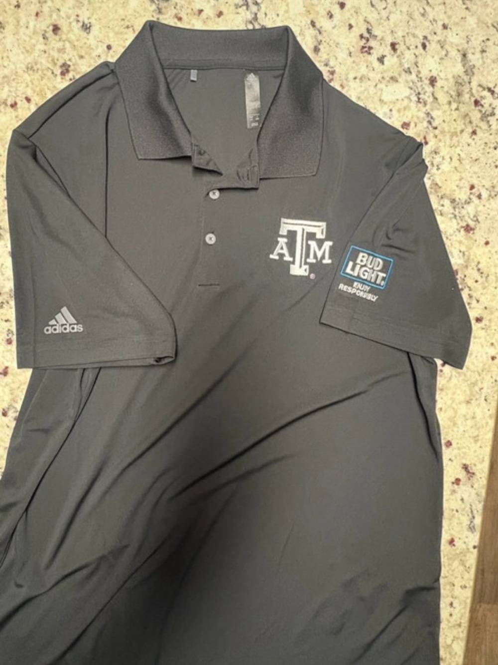 adidas Black Men’s Polo with ATM & Bud Light Sleeve Patch